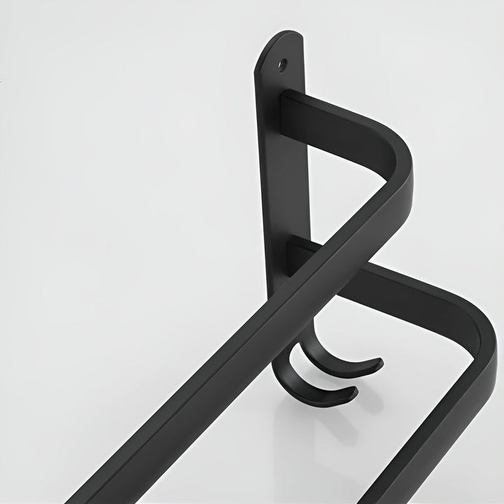 Niki | HangEase 3-Tier Towel Holder – Black Wall-Mounted Aluminum Rack Without Drilling