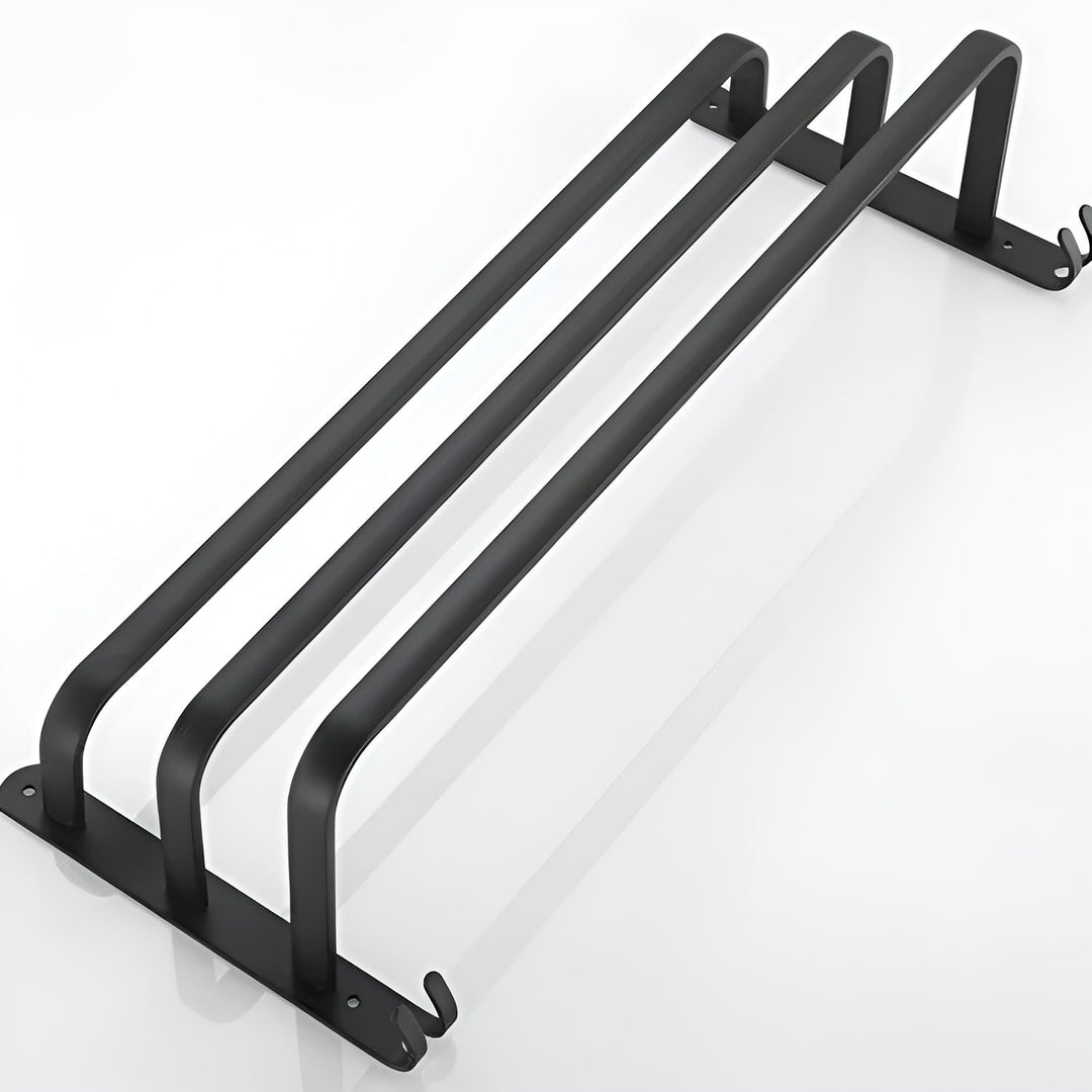 Niki | HangEase 3-Tier Towel Holder – Black Wall-Mounted Aluminum Rack Without Drilling