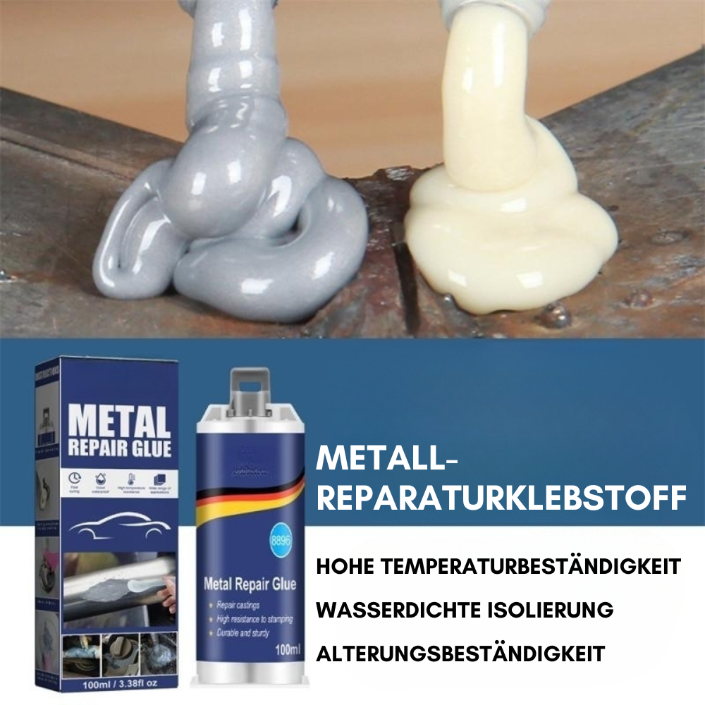 Niki | High-Performance Metal Repair Adhesive | Industrial Adhesive for Cast Iron, Steel &amp; Aluminum | Heat Resistant &amp; Waterproof | 100ml Liquid Metal Repair Kit | Silver