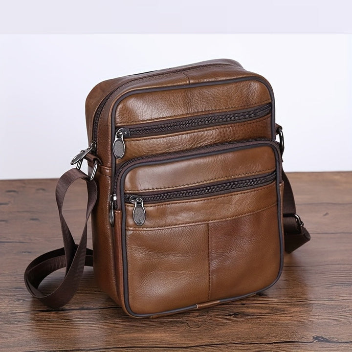 Niki | Leather Men’s Shoulder Bag – Spacious Cowhide Bag with Adjustable Strap