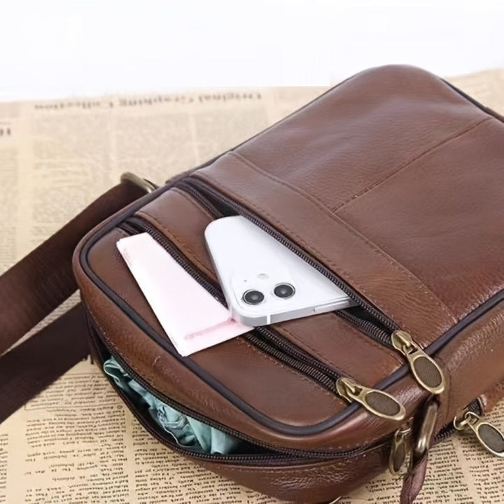 Niki | Leather Men’s Shoulder Bag – Spacious Cowhide Bag with Adjustable Strap