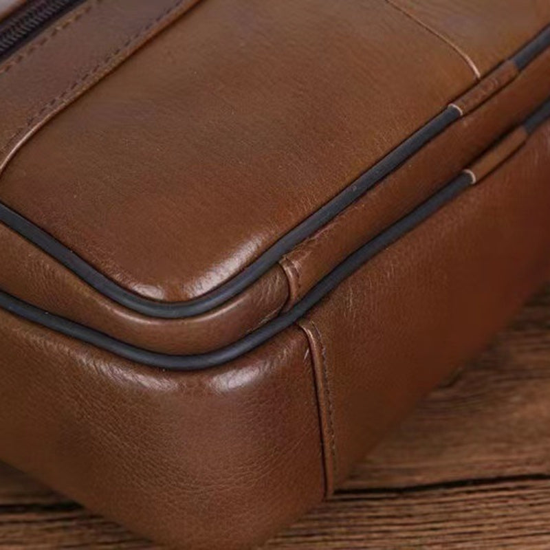 Niki | Leather Men’s Shoulder Bag – Spacious Cowhide Bag with Adjustable Strap
