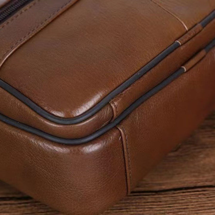 Niki | Leather Men’s Shoulder Bag – Spacious Cowhide Bag with Adjustable Strap