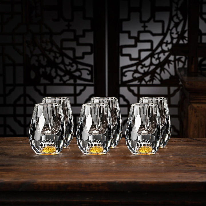 Niki | Luxury Crystal Glasses with Gold Flakes – Handmade – Set of 2 – For Whisky &amp; Premium Beverages