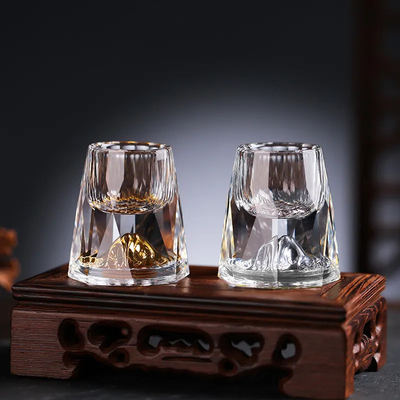 Niki | Luxury Crystal Glasses with Gold Flakes – Handmade – Set of 2 – For Whisky &amp; Premium Beverages