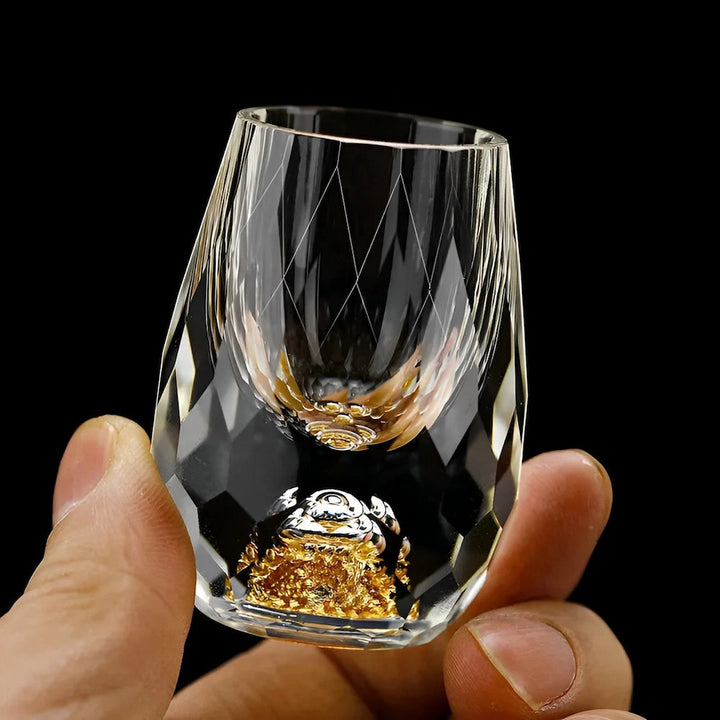 Niki | Luxury Crystal Glasses with Gold Flakes – Handmade – Set of 2 – For Whisky &amp; Premium Beverages
