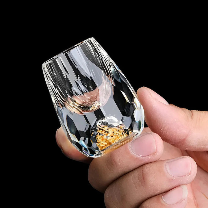 Niki | Luxury Crystal Glasses with Gold Flakes – Handmade – Set of 2 – For Whisky &amp; Premium Beverages