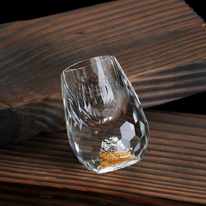 Niki | Luxury Crystal Glasses with Gold Flakes – Handmade – Set of 2 – For Whisky &amp; Premium Beverages