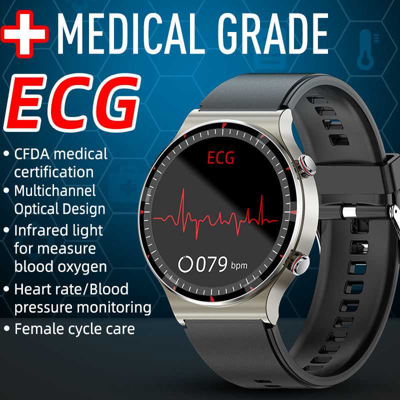 Niki | Medical EKG Smartwatch | CFDA Certified | 512Hz High-Precision Biosensor | SpO2 &amp; Heart Rate Monitoring | AI-Based Breathing Analysis | IP67 Waterproof