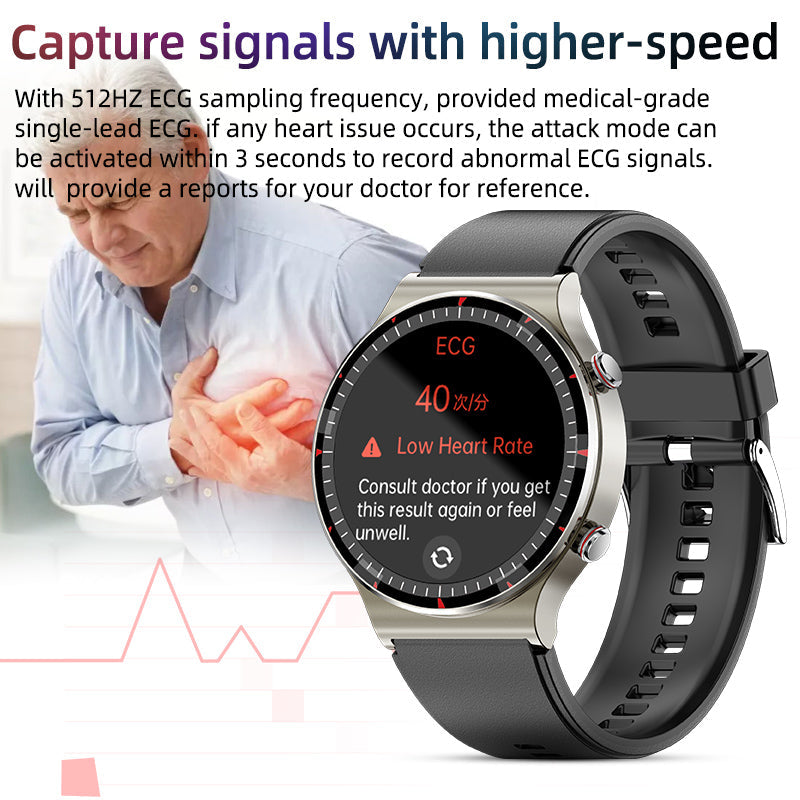 Niki | Medical EKG Smartwatch | CFDA Certified | 512Hz High-Precision Biosensor | SpO2 &amp; Heart Rate Monitoring | AI-Based Breathing Analysis | IP67 Waterproof