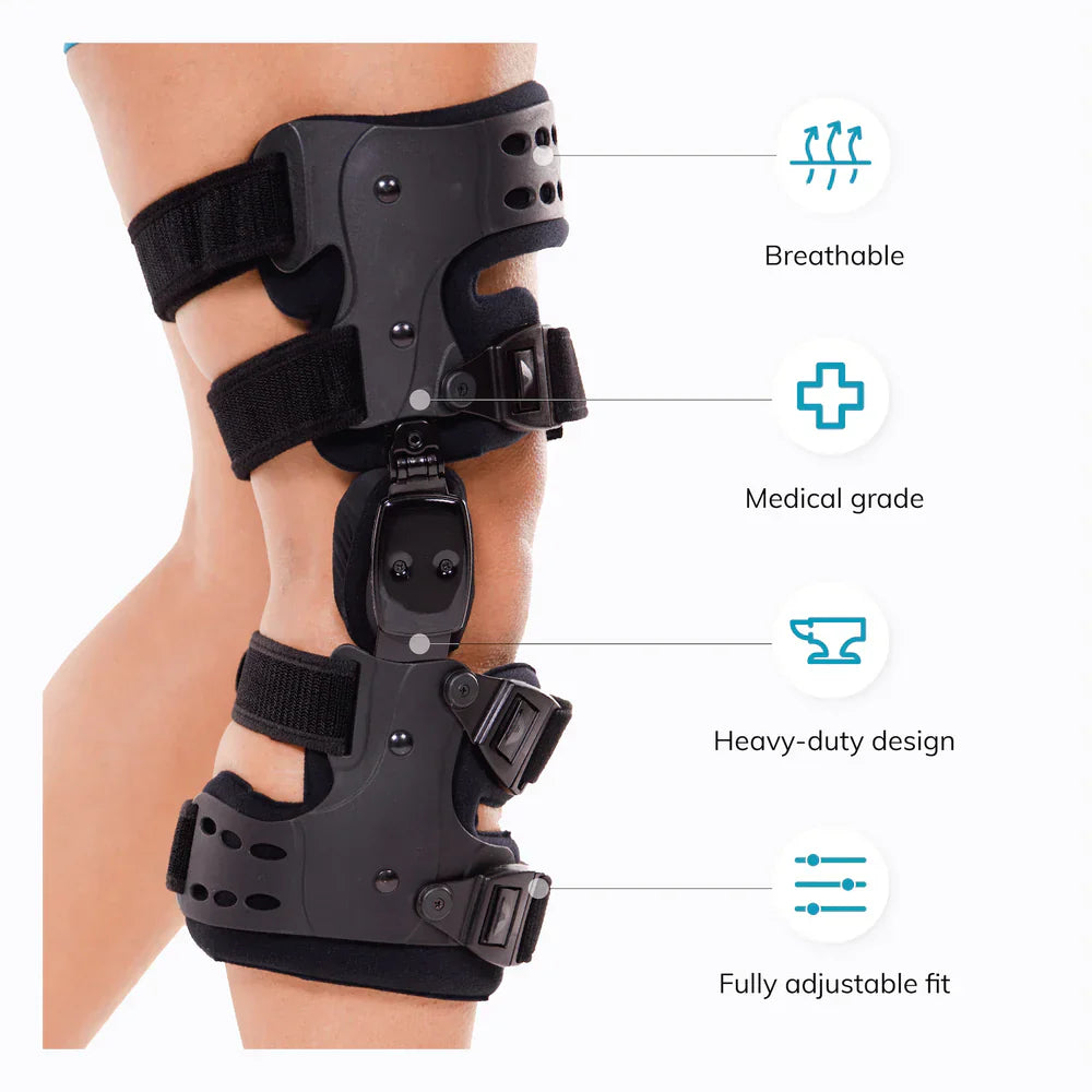 Niki | Medical OA Offloading Knee Brace | Unicompartimental Osteoarthritis Orthosis | Varus/Valgus Correction &amp; ROM Control | Medial &amp; Lateral Offloading | Adjustable Range of Motion