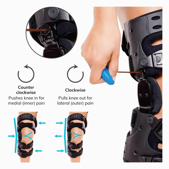 Niki | Medical OA Offloading Knee Brace | Unicompartimental Osteoarthritis Orthosis | Varus/Valgus Correction &amp; ROM Control | Medial &amp; Lateral Offloading | Adjustable Range of Motion