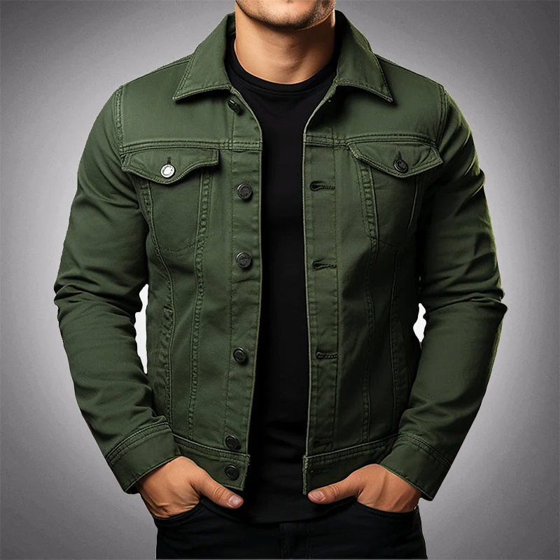 Niki | Men's Button-Front Denim Jacket with Polo Collar