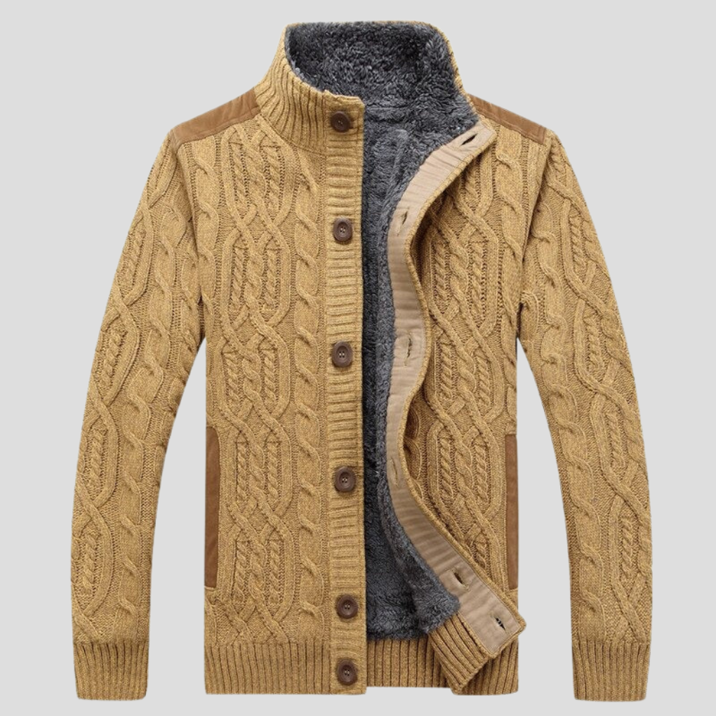 Niki | Men's Cable Knit Lined Cardigan Jacket