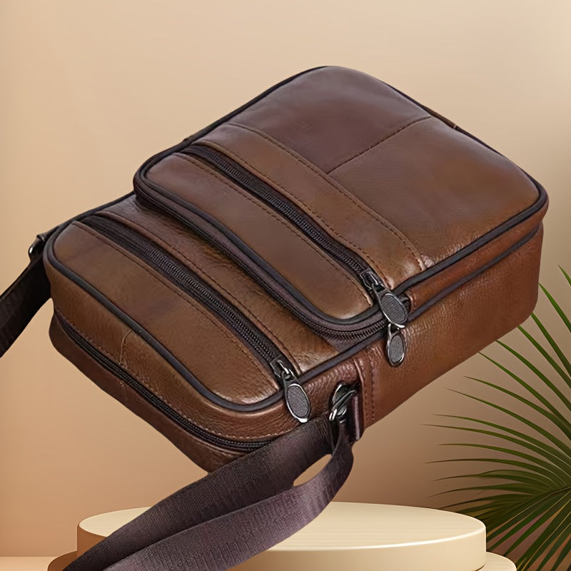 Niki | Men’s Leather Shoulder Bag | Genuine Cowhide Crossbody | Adjustable Strap