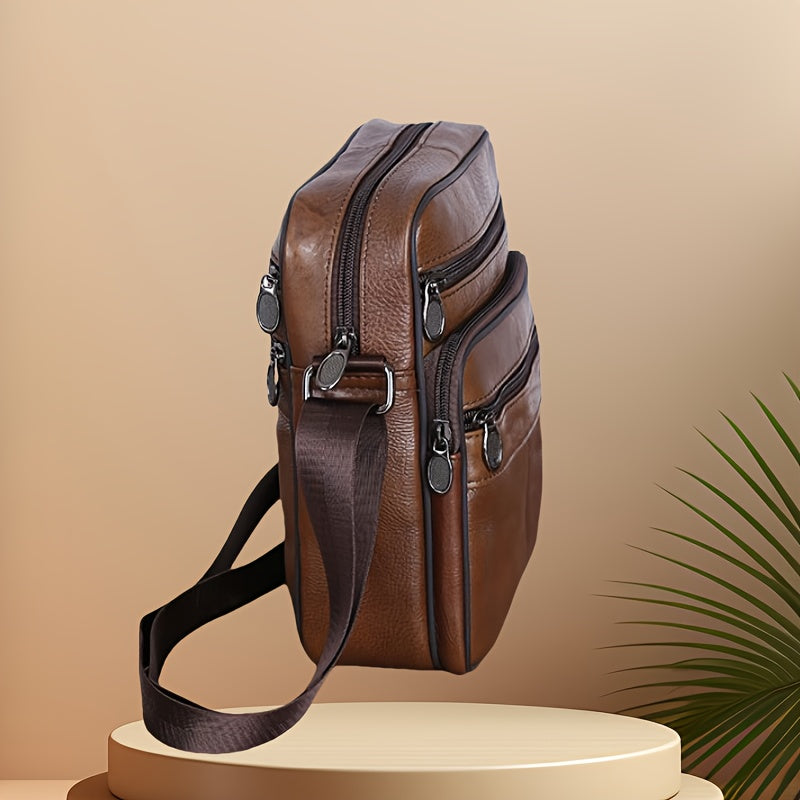 Niki | Men’s Leather Shoulder Bag | Genuine Cowhide Crossbody | Adjustable Strap