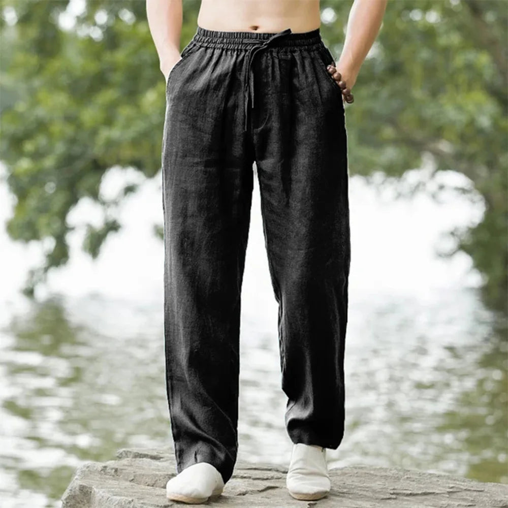 Niki | Men's Linen Beach Pants with Drawstring Waist