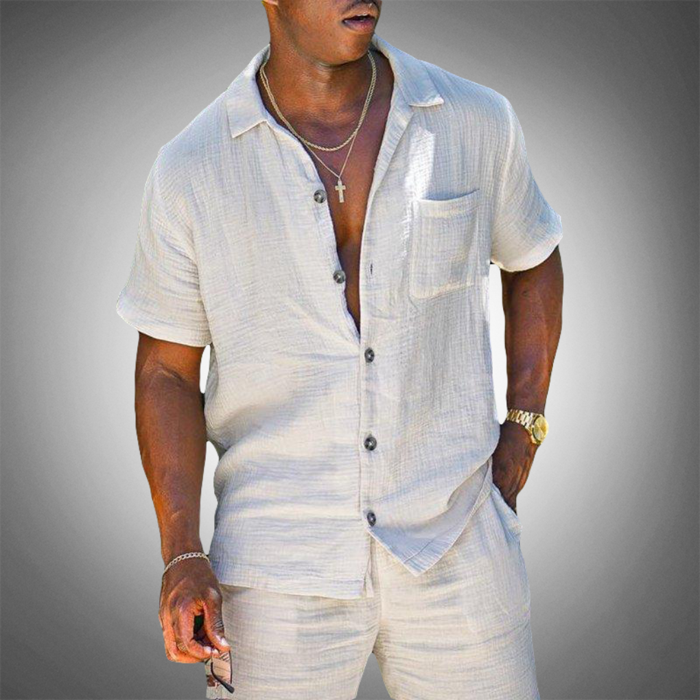 Niki | Men's Linen Shirt & Shorts Set
