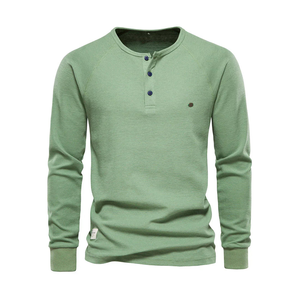 Niki | Men's Long Sleeve Henley Shirt with Button Neck