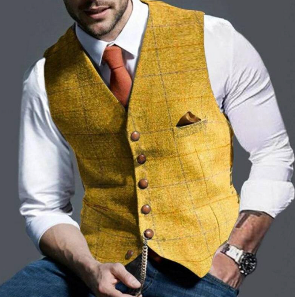 Niki | Men's Plaid Vest with Button Front