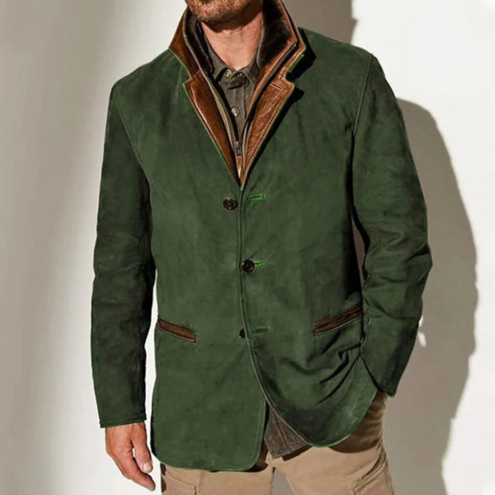 Niki | Men's Suede Blazer with Contrast Collar