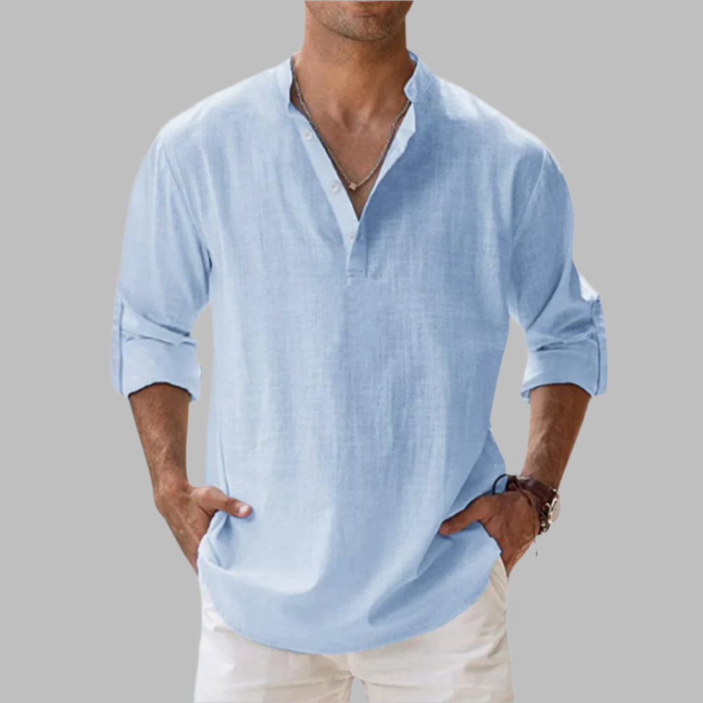 Niki | Men's V-Neck Band Collar Shirt