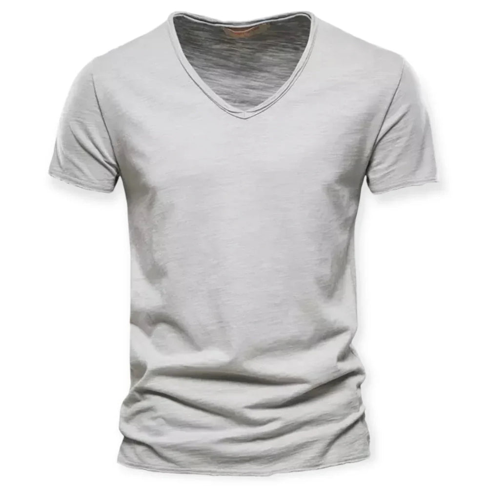 Niki | Men's V-Neck T-Shirt with Distressed Neckline