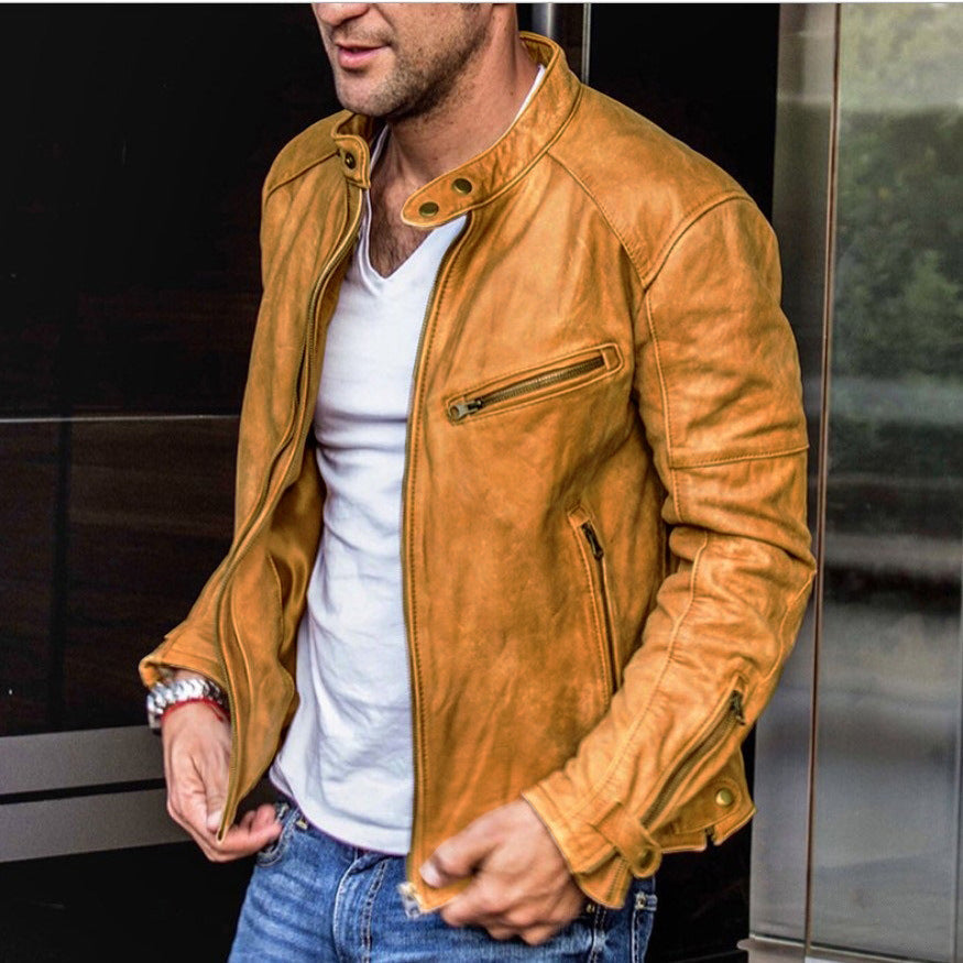 Niki | Men's Waterproof Leather Jacket with Zippers