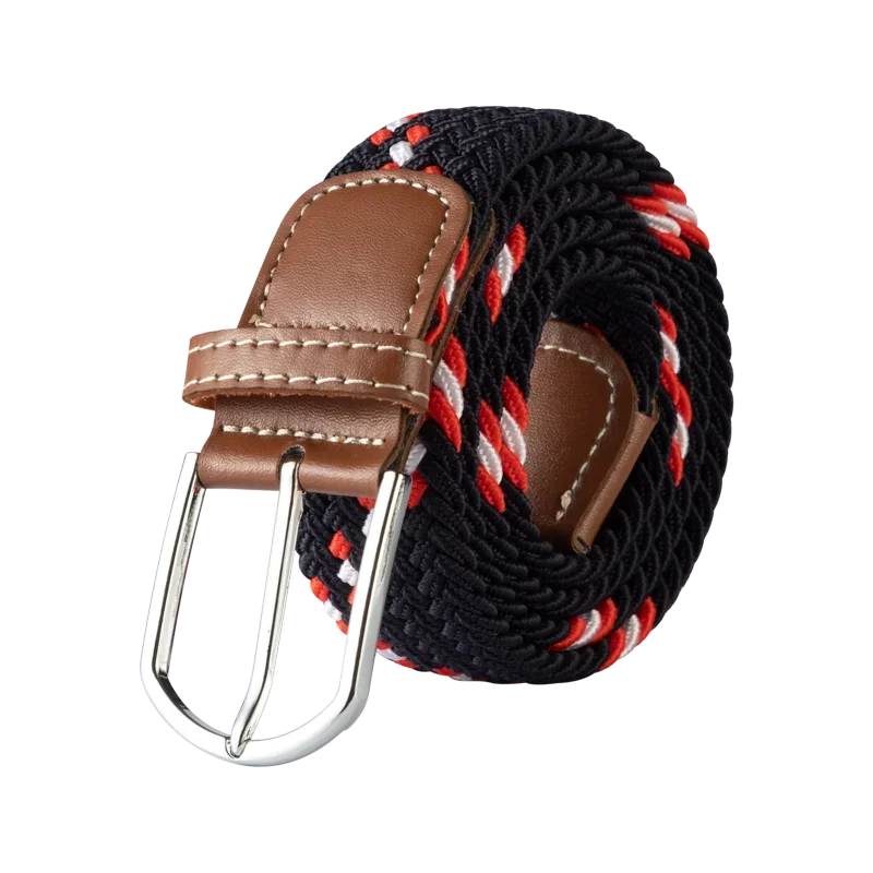 Niki | Men's Woven Stretch Belt with Leather Trim