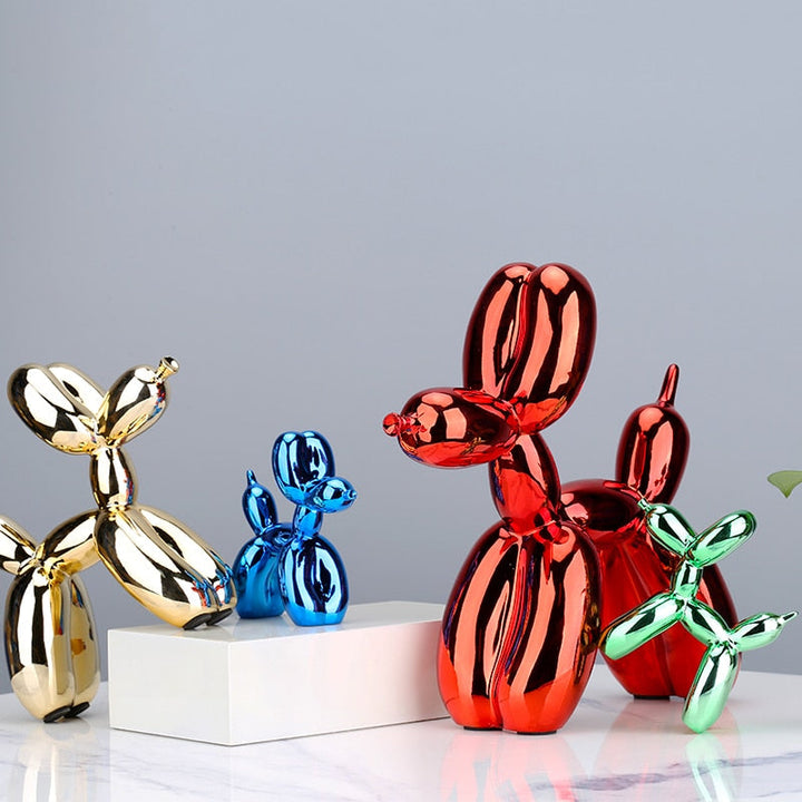 Niki – Modern Balloon Dog Sculpture with Metallic Surface