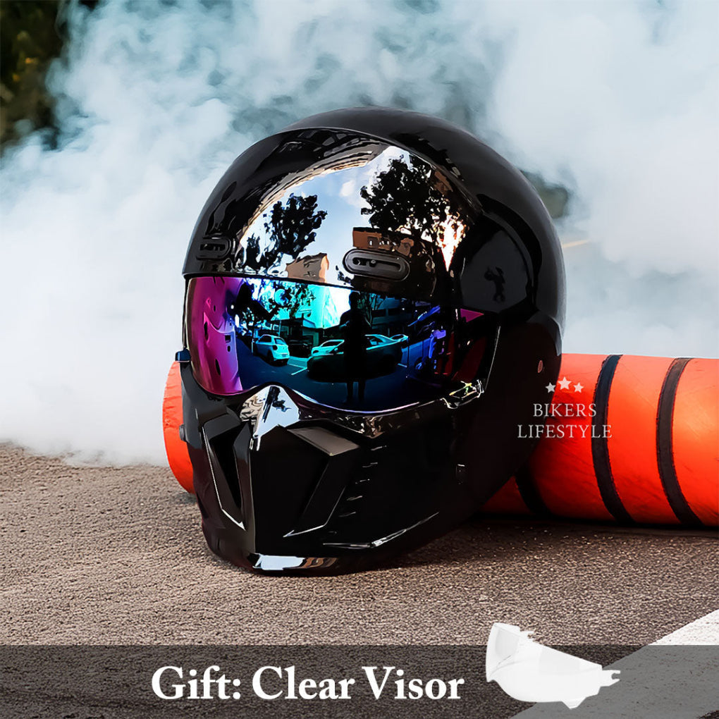 Niki | Motorcycle Full Face Helmet with Integrated Chin Guard