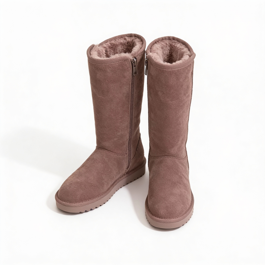 Niki | Nina | Warm &amp; Waterproof Suede Sheepskin Boots with Side Zipper