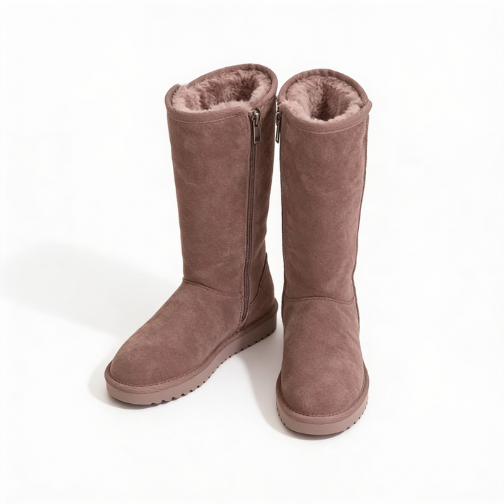 Niki | Nina | Warm &amp; Waterproof Suede Sheepskin Boots with Side Zipper