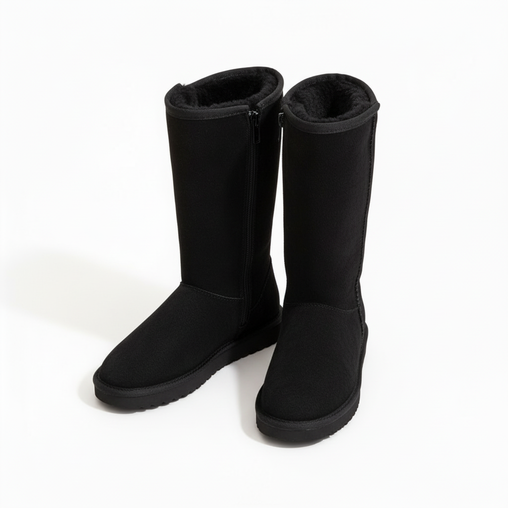 Niki | Nina | Warm &amp; Waterproof Suede Sheepskin Boots with Side Zipper
