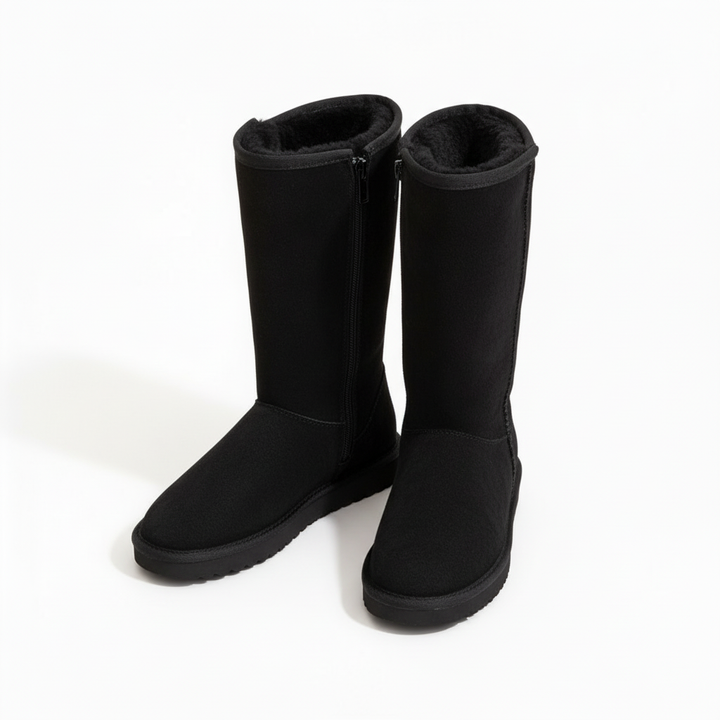 Niki | Nina | Warm &amp; Waterproof Suede Sheepskin Boots with Side Zipper