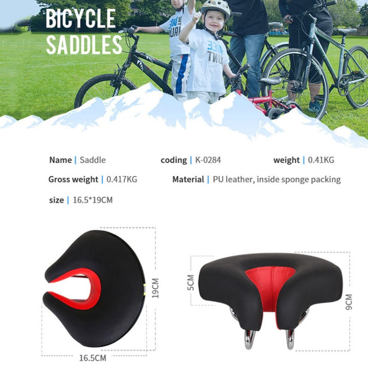 Niki | Noseless Bicycle Seat Mountain Bike Thick Soft Padding (Black)