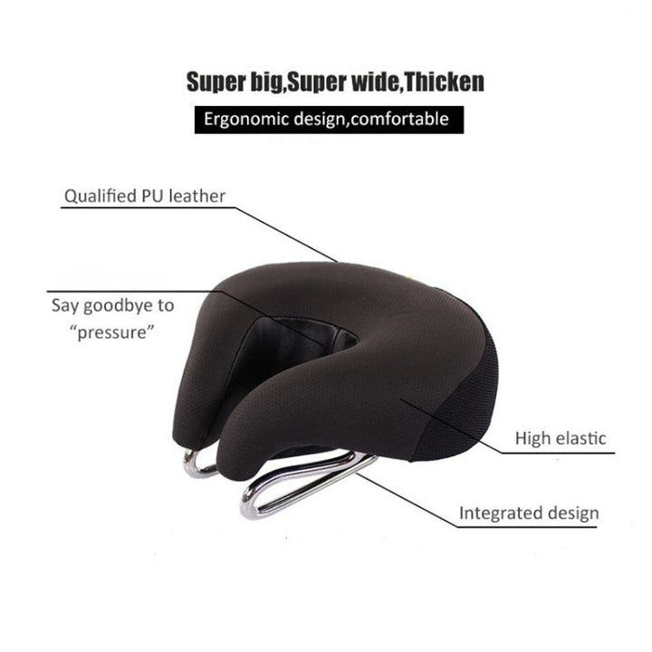 Niki | Noseless Bicycle Seat Mountain Bike Thick Soft Padding (Black)