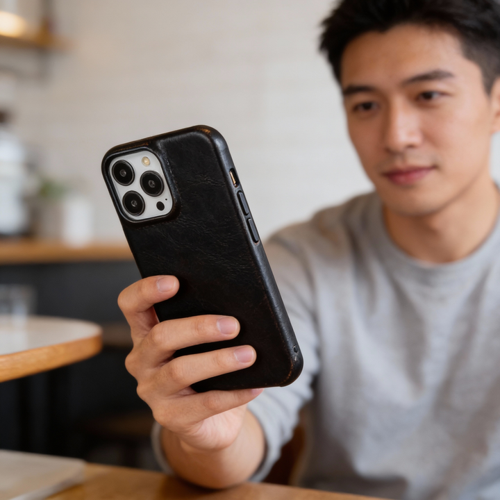 Niki | Oil Wax Genuine Leather Apple iPhone Case