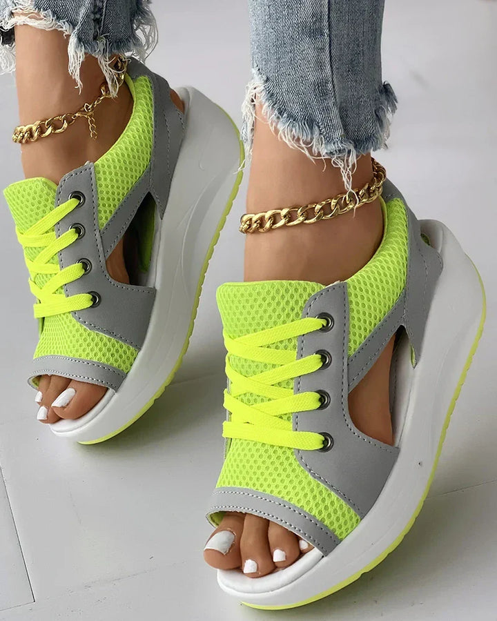Niki - Orthopedic Muffin Sandals with Cutout and Lacing