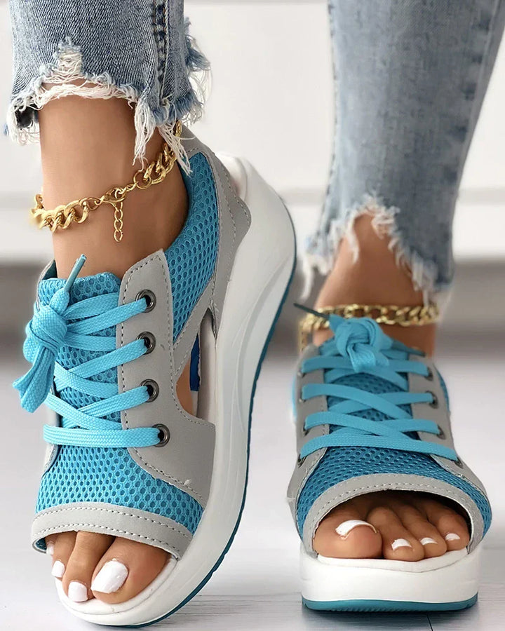 Niki - Orthopedic Muffin Sandals with Cutout and Lacing