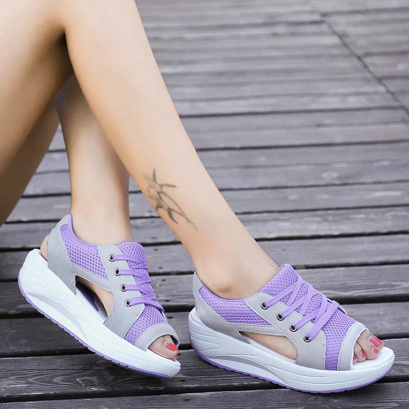 Niki - Orthopedic Muffin Sandals with Cutout and Lacing