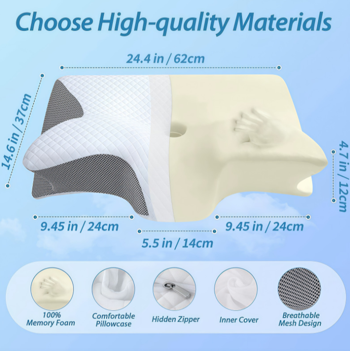 Niki | Pillow for Sleep Apnea &amp; Snoring Relief – Ergonomic Memory Foam Anti-Snore Pillow for Better Breathing &amp; Deep Sleep Support