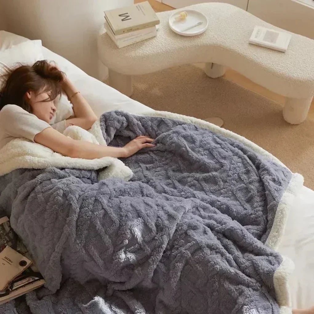 Niki | Plush Sherpa Blanket with Embossed Pattern