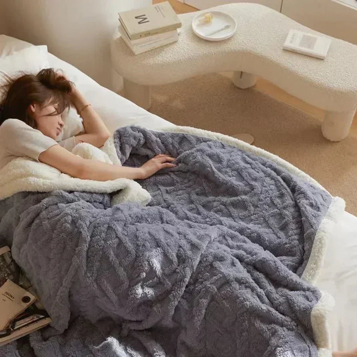 Niki | Plush Sherpa Blanket with Embossed Pattern