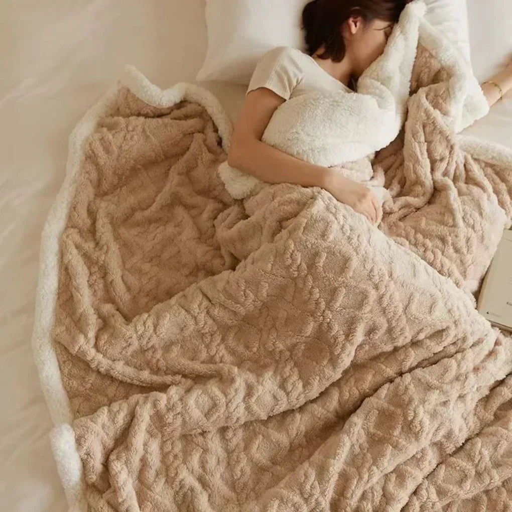 Niki | Plush Sherpa Blanket with Embossed Pattern