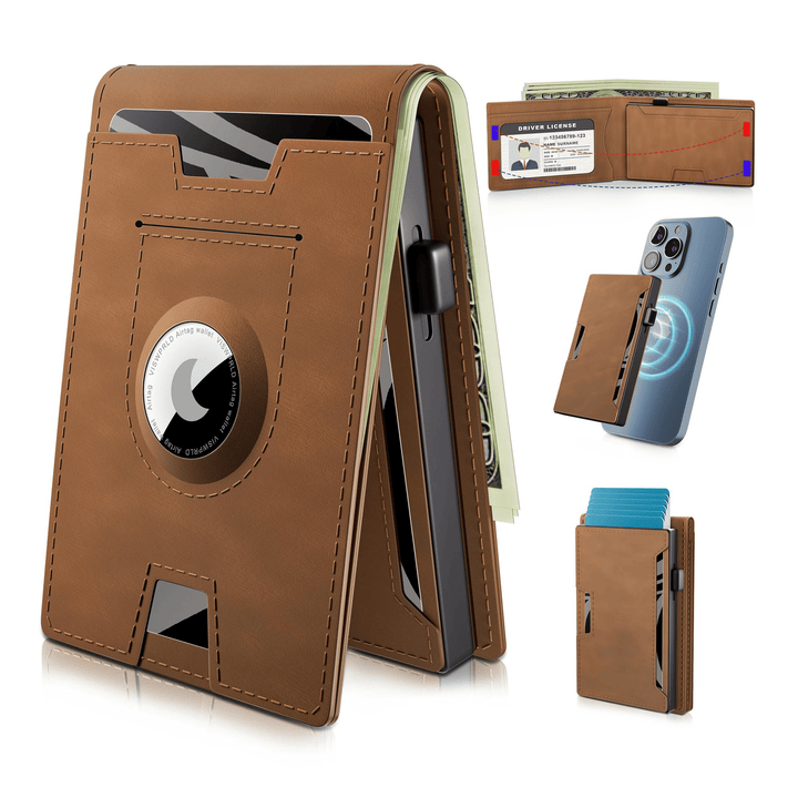 Niki | Pop Up aluminum bag Money Clip Slim Leather Slots Credit Card Holder RFID Blocking Bifold Minimalist Wallet