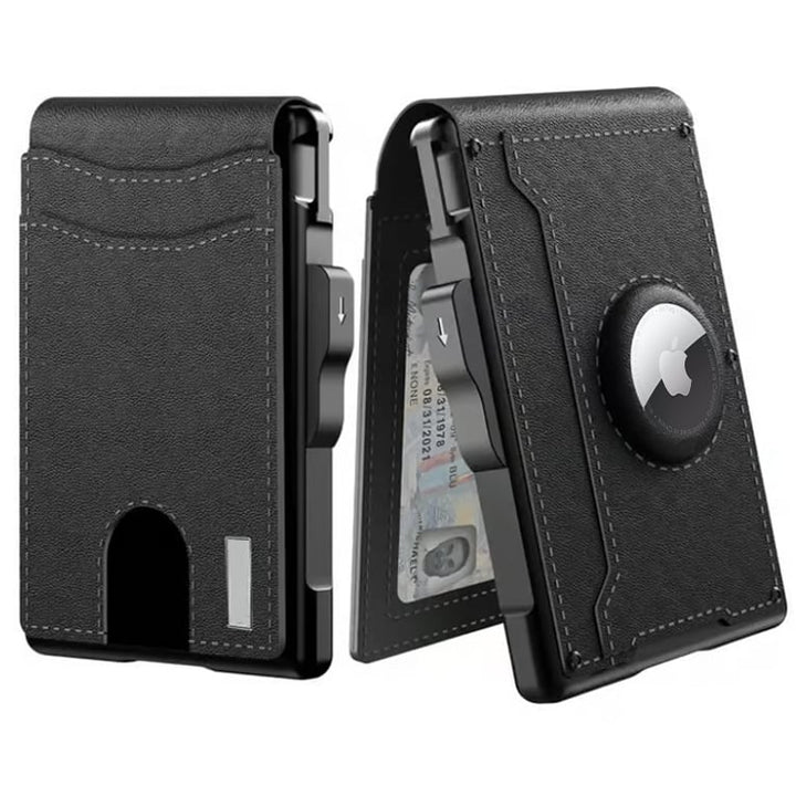 Niki | Pop Up aluminum bag Money Clip Slim Leather Slots Credit Card Holder RFID Blocking Bifold Minimalist Wallet