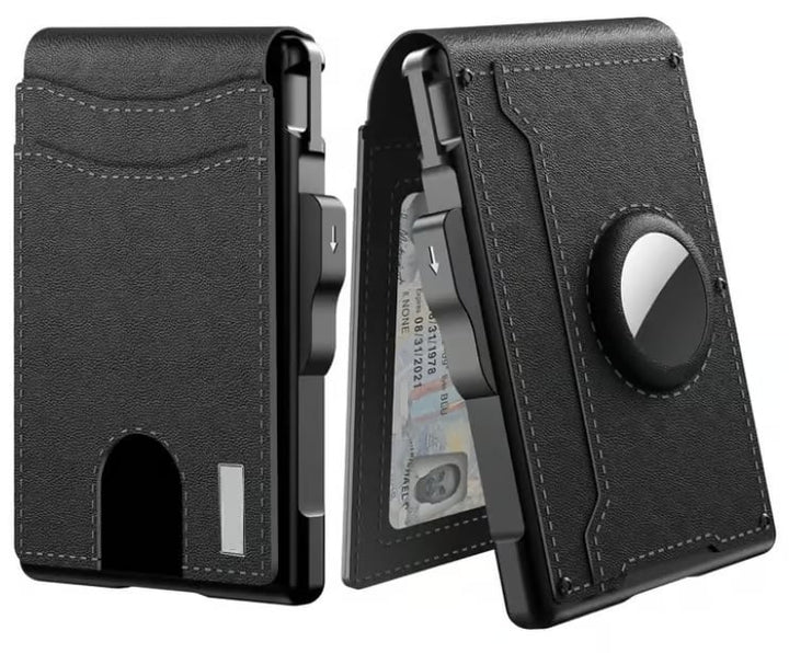 Niki | Pop Up aluminum bag Money Clip Slim Leather Slots Credit Card Holder RFID Blocking Bifold Minimalist Wallet
