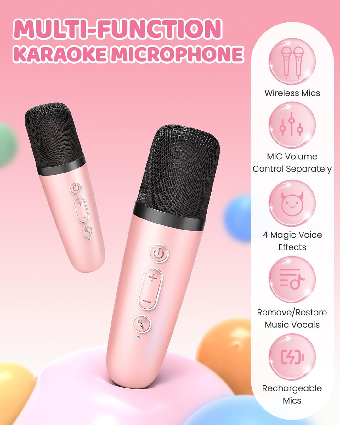 Niki | Portable Mini Karaoke Machine with Bluetooth Speaker and 2 Wireless Microphones – Veylo