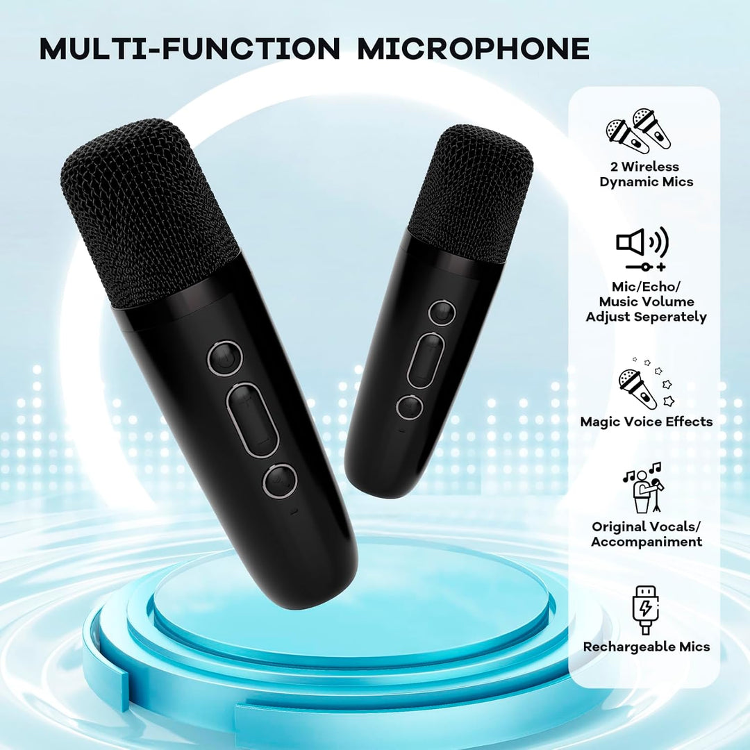 Niki | Portable Mini Karaoke Machine with Bluetooth Speaker and 2 Wireless Microphones – Veylo